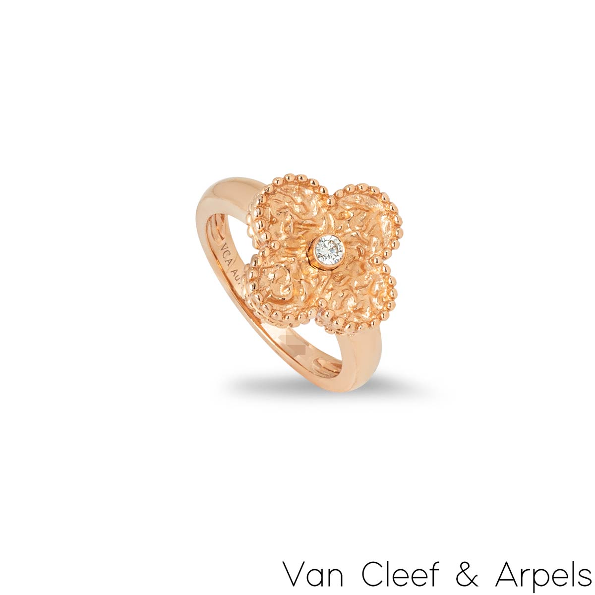 Van Cleef Arpels Rose Gold Vintage Alhambra Ring VCARN9ZT00 Rich 